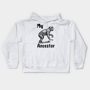 My Monkey Ancestor | A Humorous and Endearing Illustration of a Primate Kids Hoodie